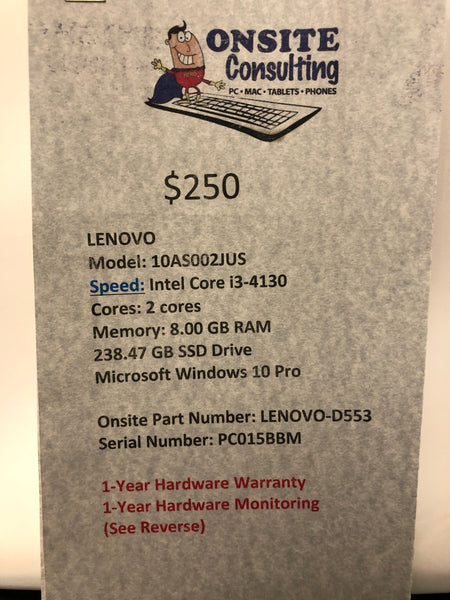 i3-4 Gen LENOVO desktop # LENOVO-D553