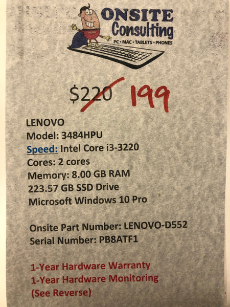 i3-3 Gen LENOVO desktop # LENOVO-D552