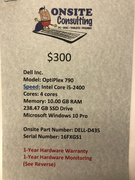 i5-2 Gen Dell desktop # DELL-D435